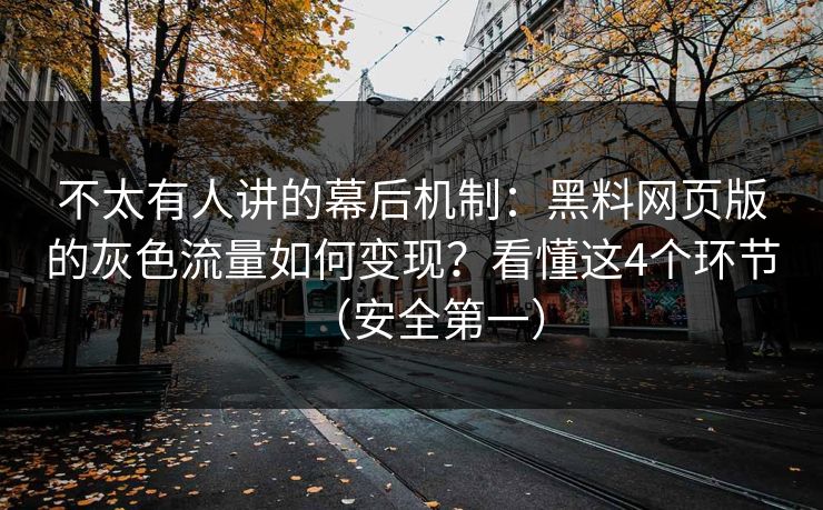 不太有人讲的幕后机制：黑料网页版的灰色流量如何变现？看懂这4个环节（安全第一）