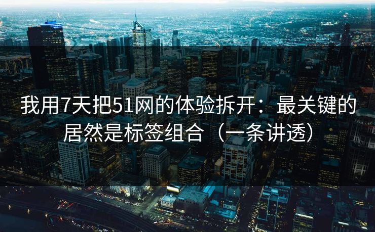 我用7天把51网的体验拆开:最关键的居然是标签组合(一条讲透) 我用7天把51网的体验拆开:最关键的居然是标签组合(一条讲透)